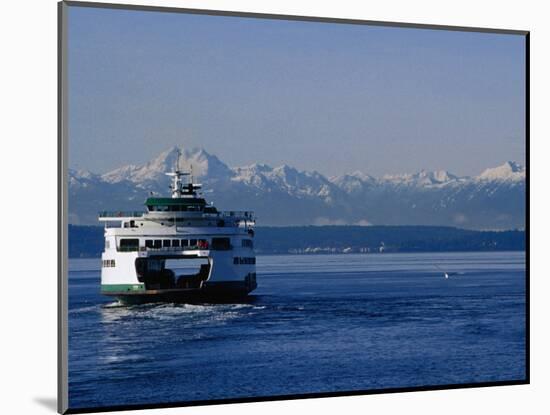 Wa State Ferry Nearing Colman, Seattle, Washington, USA-Lawrence Worcester-Mounted Photographic Print