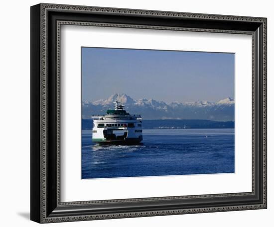 Wa State Ferry Nearing Colman, Seattle, Washington, USA-Lawrence Worcester-Framed Photographic Print