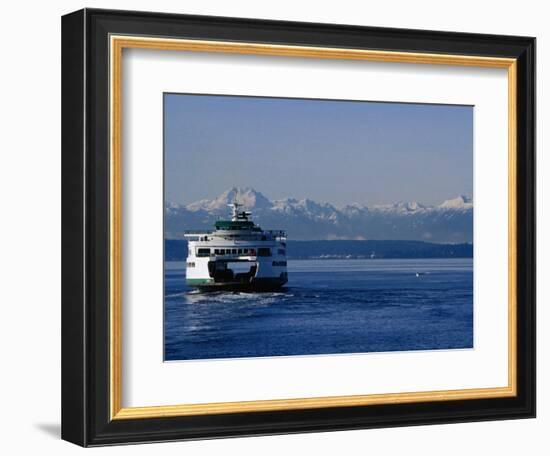 Wa State Ferry Nearing Colman, Seattle, Washington, USA-Lawrence Worcester-Framed Photographic Print