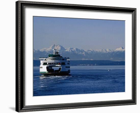 Wa State Ferry Nearing Colman, Seattle, Washington, USA-Lawrence Worcester-Framed Photographic Print