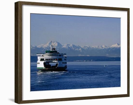 Wa State Ferry Nearing Colman, Seattle, Washington, USA-Lawrence Worcester-Framed Photographic Print