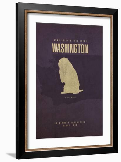 WA State Minimalist Posters-Red Atlas Designs-Framed Giclee Print