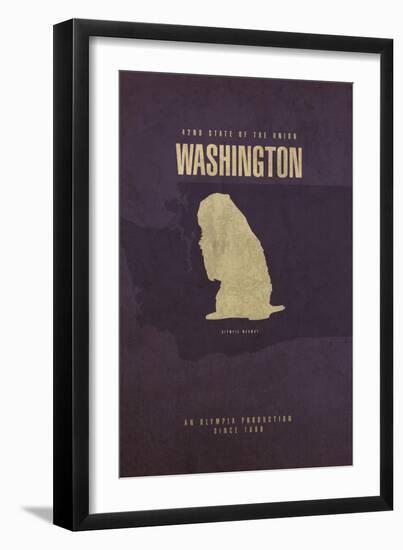 WA State Minimalist Posters-Red Atlas Designs-Framed Giclee Print