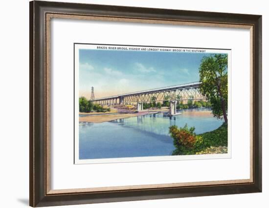 Waco, Texas - General View of the Brazos River Bridge, c.1944-Lantern Press-Framed Art Print