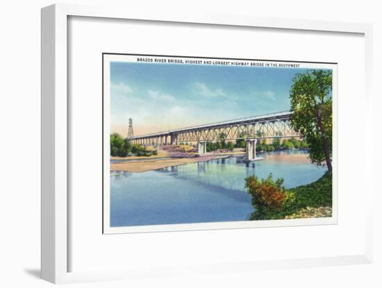 Waco, Texas - General View of the Brazos River Bridge, c.1944-Lantern Press-Framed Art Print