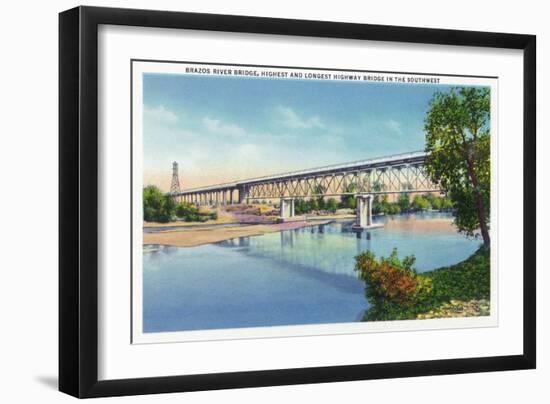 Waco, Texas - General View of the Brazos River Bridge, c.1944-Lantern Press-Framed Art Print