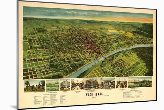Waco, Texas - Panoramic Map-Lantern Press-Mounted Art Print