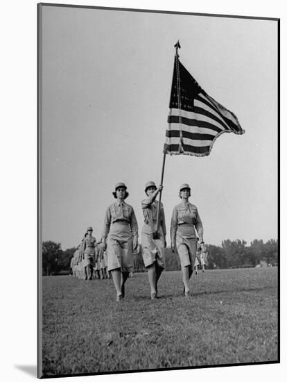 Wacs Carrying Flag for First Time at Retreat-null-Mounted Photographic Print