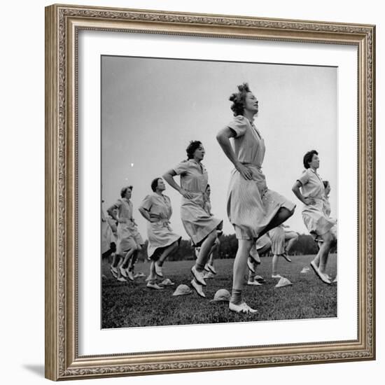 WACs Doing Daily Calisthenics Exercises-Marie Hansen-Framed Photographic Print