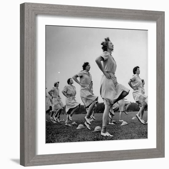 WACs Doing Daily Calisthenics Exercises-Marie Hansen-Framed Photographic Print