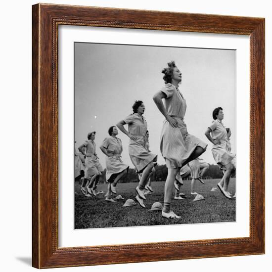 WACs Doing Daily Calisthenics Exercises-Marie Hansen-Framed Photographic Print