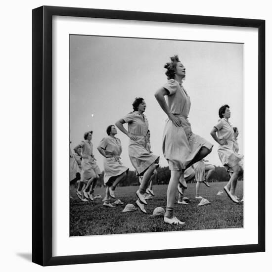 WACs Doing Daily Calisthenics Exercises-Marie Hansen-Framed Photographic Print