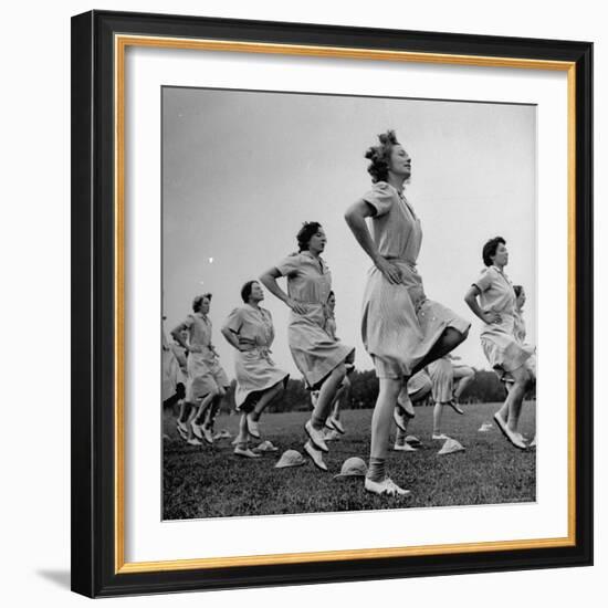 WACs Doing Daily Calisthenics Exercises-Marie Hansen-Framed Photographic Print