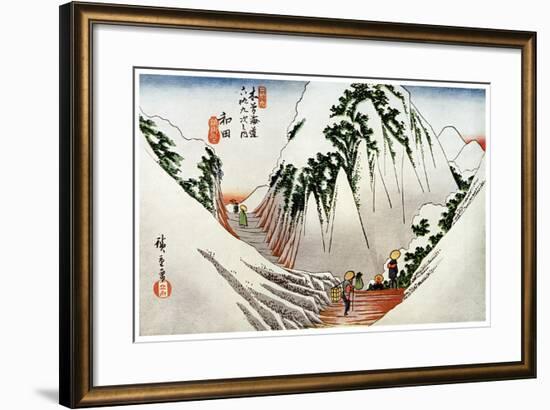 Wada, the Head of the Pass, in Snow, 1830S-Ando Hiroshige-Framed Premium Giclee Print