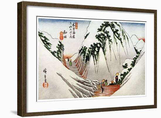 Wada, the Head of the Pass, in Snow, 1830S-Ando Hiroshige-Framed Premium Giclee Print