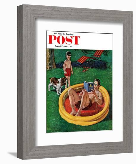 "Wading Pool" Saturday Evening Post Cover, August 27, 1955-Amos Sewell-Framed Giclee Print