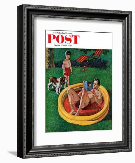 "Wading Pool" Saturday Evening Post Cover, August 27, 1955-Amos Sewell-Framed Giclee Print