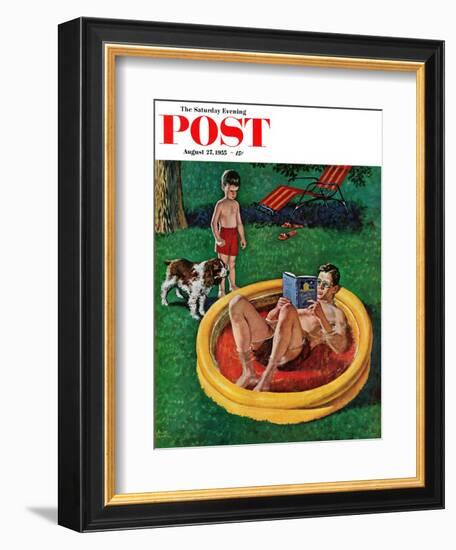 "Wading Pool" Saturday Evening Post Cover, August 27, 1955-Amos Sewell-Framed Giclee Print