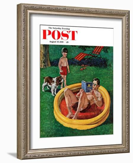 "Wading Pool" Saturday Evening Post Cover, August 27, 1955-Amos Sewell-Framed Giclee Print