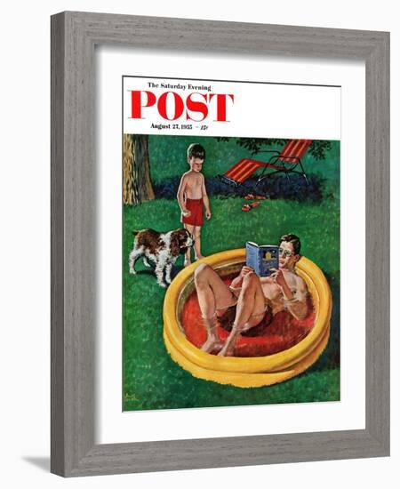 "Wading Pool" Saturday Evening Post Cover, August 27, 1955-Amos Sewell-Framed Giclee Print