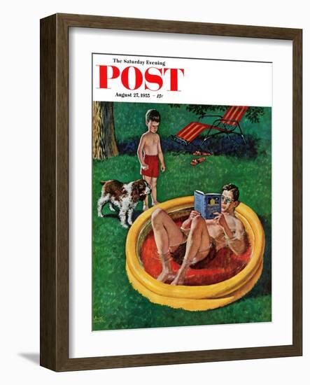 "Wading Pool" Saturday Evening Post Cover, August 27, 1955-Amos Sewell-Framed Giclee Print