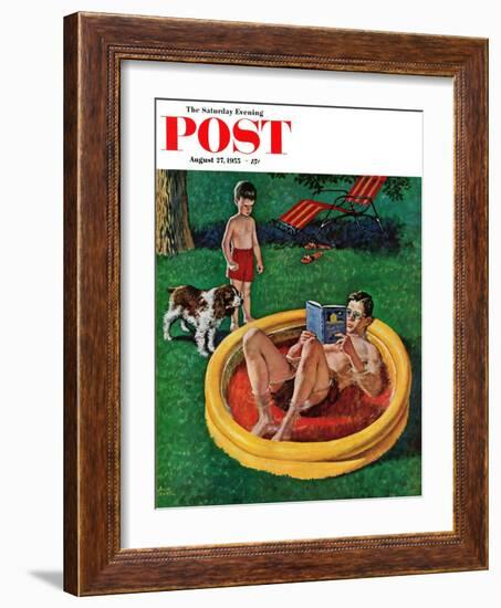"Wading Pool" Saturday Evening Post Cover, August 27, 1955-Amos Sewell-Framed Giclee Print