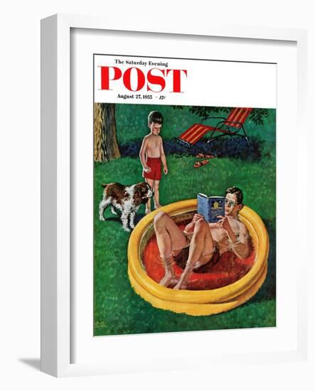 "Wading Pool" Saturday Evening Post Cover, August 27, 1955-Amos Sewell-Framed Giclee Print