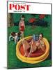 "Wading Pool" Saturday Evening Post Cover, August 27, 1955-Amos Sewell-Mounted Giclee Print