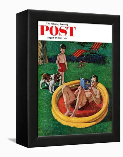 "Wading Pool" Saturday Evening Post Cover, August 27, 1955-Amos Sewell-Framed Premier Image Canvas