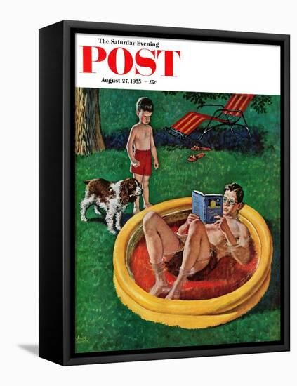 "Wading Pool" Saturday Evening Post Cover, August 27, 1955-Amos Sewell-Framed Premier Image Canvas