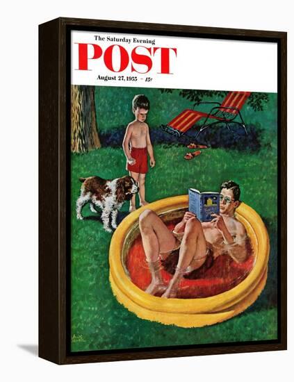 "Wading Pool" Saturday Evening Post Cover, August 27, 1955-Amos Sewell-Framed Premier Image Canvas