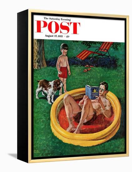 "Wading Pool" Saturday Evening Post Cover, August 27, 1955-Amos Sewell-Framed Premier Image Canvas