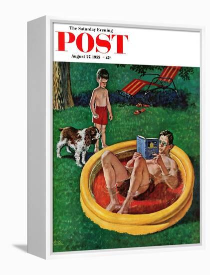 "Wading Pool" Saturday Evening Post Cover, August 27, 1955-Amos Sewell-Framed Premier Image Canvas