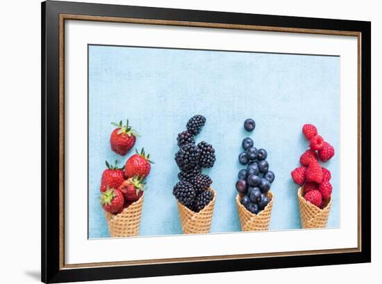 Waffle with Fresh Berries, Homemade Ice Cream Making-Marcin Jucha-Framed Photographic Print