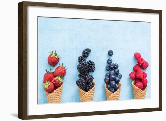 Waffle with Fresh Berries, Homemade Ice Cream Making-Marcin Jucha-Framed Photographic Print