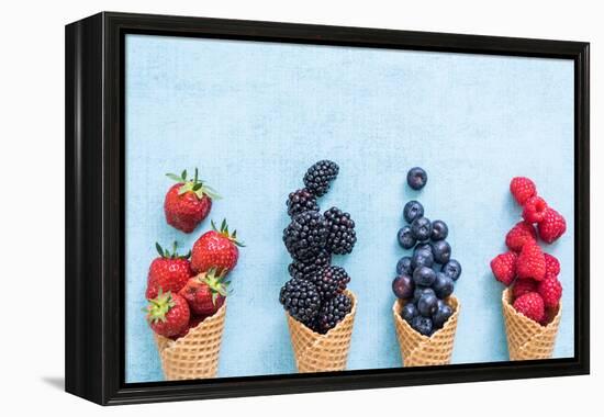 Waffle with Fresh Berries, Homemade Ice Cream Making-Marcin Jucha-Framed Premier Image Canvas