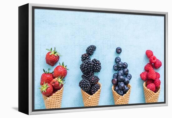 Waffle with Fresh Berries, Homemade Ice Cream Making-Marcin Jucha-Framed Premier Image Canvas