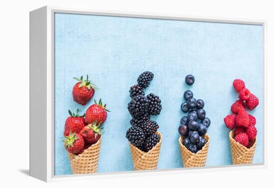 Waffle with Fresh Berries, Homemade Ice Cream Making-Marcin Jucha-Framed Premier Image Canvas