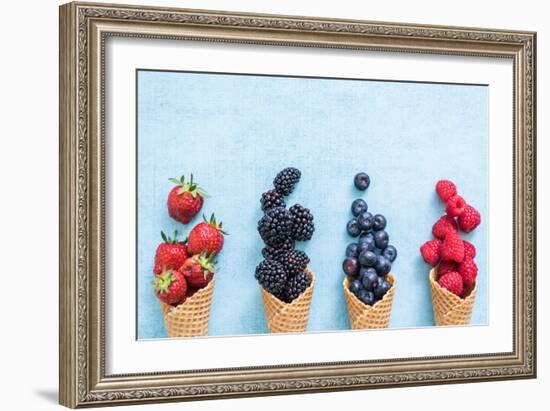 Waffle with Fresh Berries, Homemade Ice Cream Making-Marcin Jucha-Framed Photographic Print