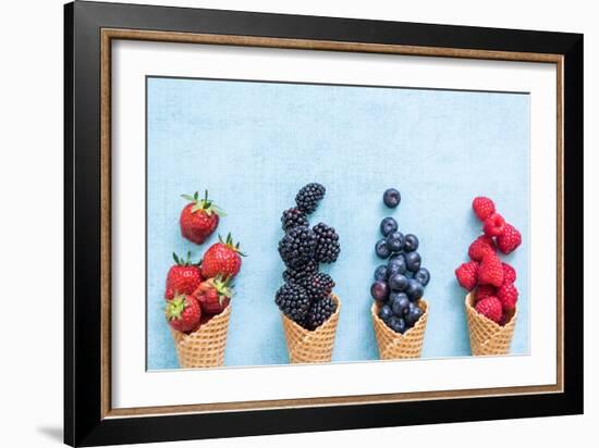 Waffle with Fresh Berries, Homemade Ice Cream Making-Marcin Jucha-Framed Photographic Print