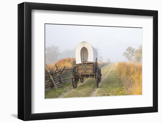 Wagon along the Oregon Trail at Whitman Mission, Walla Walla, Washington State-Brent Bergherm-Framed Photographic Print