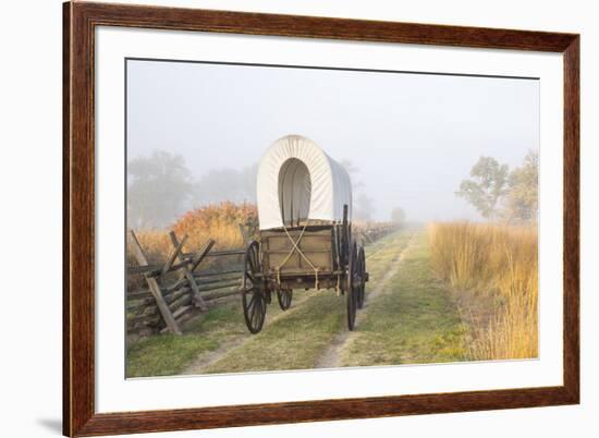 Wagon along the Oregon Trail at Whitman Mission, Walla Walla, Washington State-Brent Bergherm-Framed Premium Photographic Print