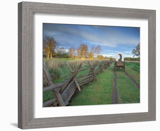 Wagon at Sunrise Along the Oregon Trail, Walla Walla County, WA USA-Brent Bergherm-Framed Photographic Print