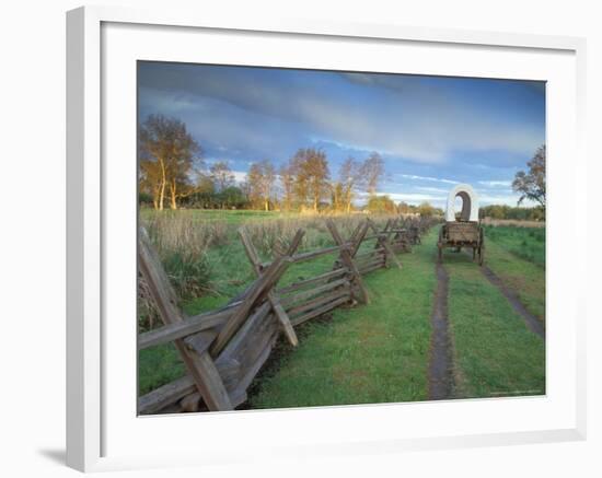 Wagon at Sunrise Along the Oregon Trail, Walla Walla County, WA USA-Brent Bergherm-Framed Photographic Print