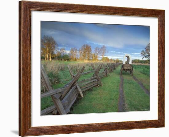 Wagon at Sunrise Along the Oregon Trail, Walla Walla County, WA USA-Brent Bergherm-Framed Photographic Print