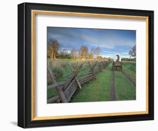 Wagon at Sunrise Along the Oregon Trail, Walla Walla County, WA USA-Brent Bergherm-Framed Photographic Print