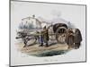 Wagon Carrying Wine Barrel, 1839, by Gaetano Dura (1805-1878), Lithograph, Italy, 19th Century-null-Mounted Giclee Print