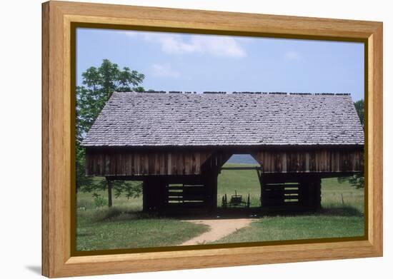 Wagon in a Cantilevered Barn, Cades Cove, Great Smoky Mountains National Park, Tennessee-null-Framed Premier Image Canvas