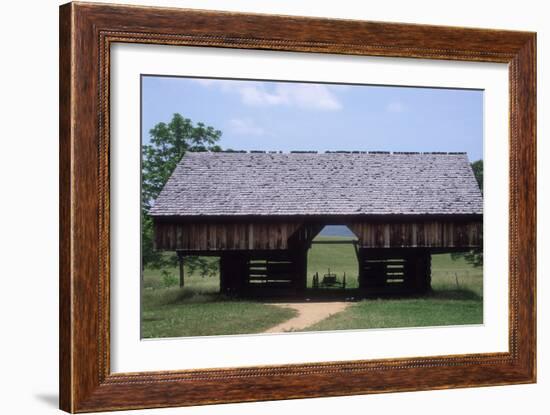 Wagon in a Cantilevered Barn, Cades Cove, Great Smoky Mountains National Park, Tennessee-null-Framed Photographic Print