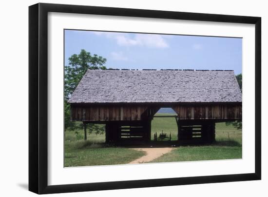 Wagon in a Cantilevered Barn, Cades Cove, Great Smoky Mountains National Park, Tennessee-null-Framed Photographic Print